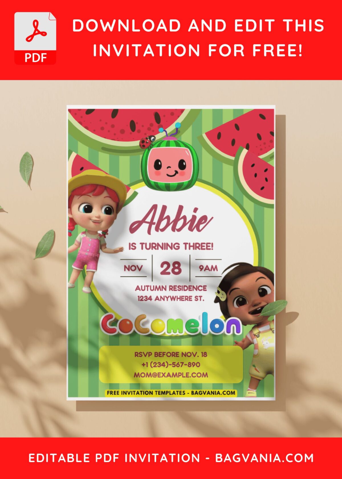 (Easily Edit PDF Invitation) Fresh Cocomelon Birthday Invitation Templates I
