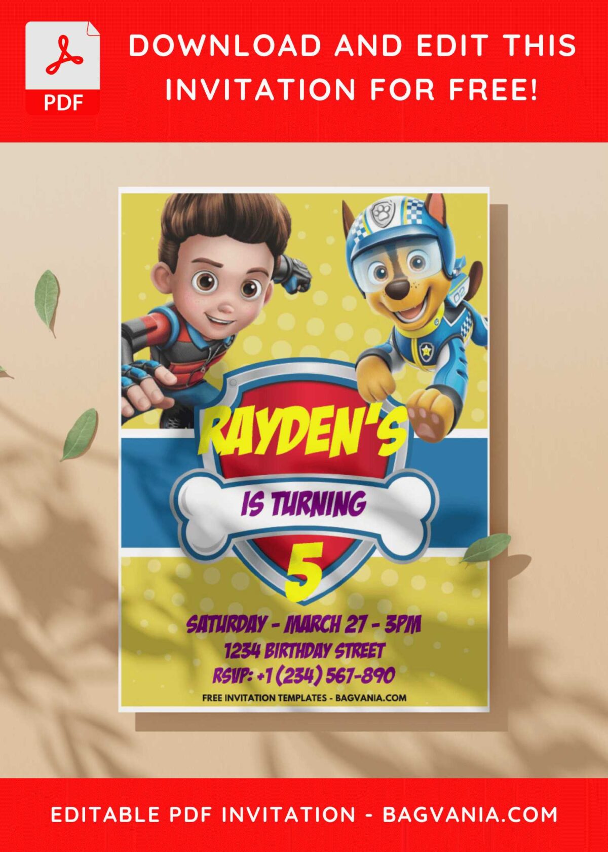 (Easily Edit PDF Invitation) PAW-TASTIC PAW Patrol Birthday Invitation C