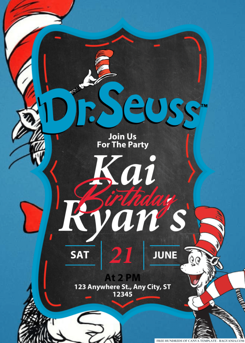 (Easily Edit PDF Invitation) Dr Seuss Birthday Invitation | FREE ...