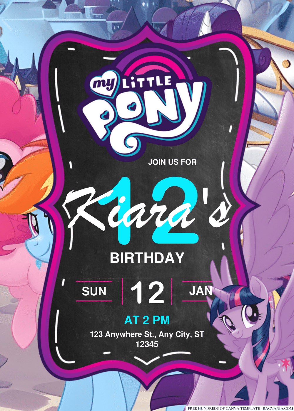 FREE Editable PDF My Little Pony Birthday Invitations