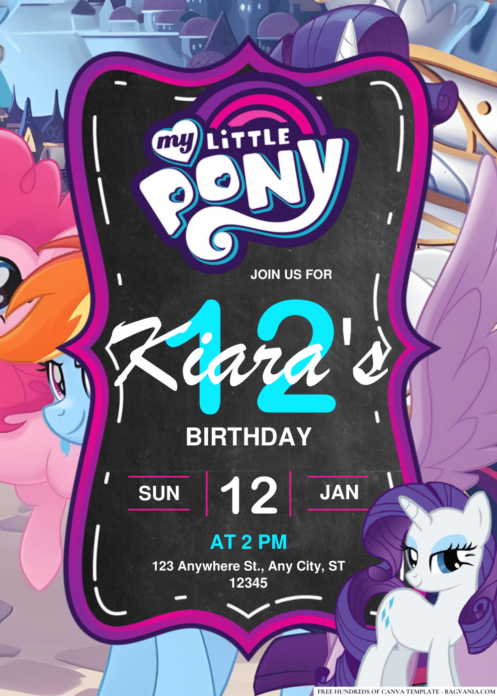 FREE Editable PDF My Little Pony Birthday Invitations