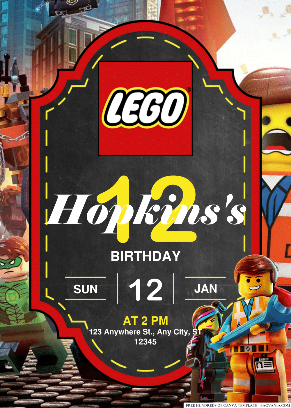 FREE Editable PDF LEGO Birthday Invitations