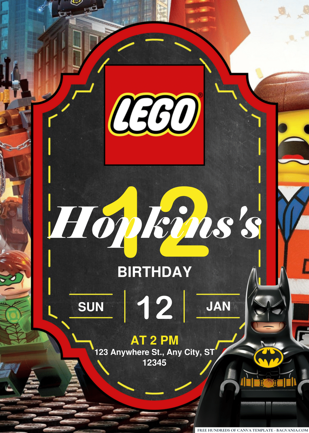 FREE Editable PDF LEGO Birthday Invitations