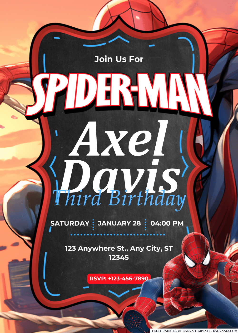 FREE Editable PDF Spiderman Birthday Invitations