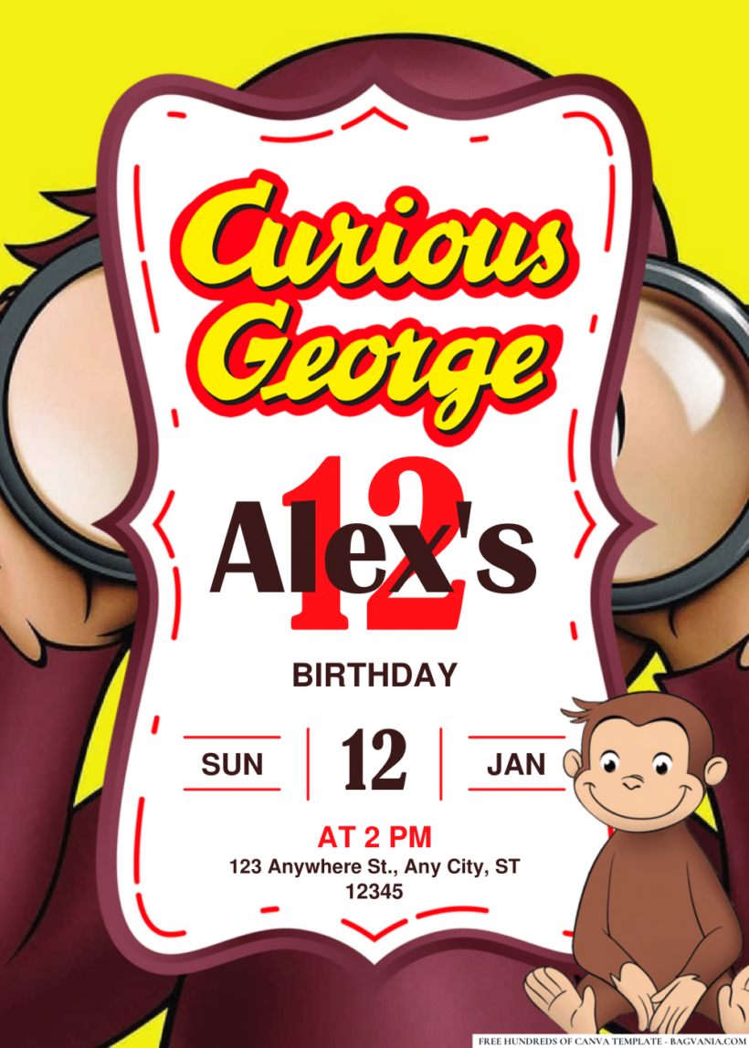 (Easily Edit PDF Invitation) Curious George Birthday Invitation | Bagvania