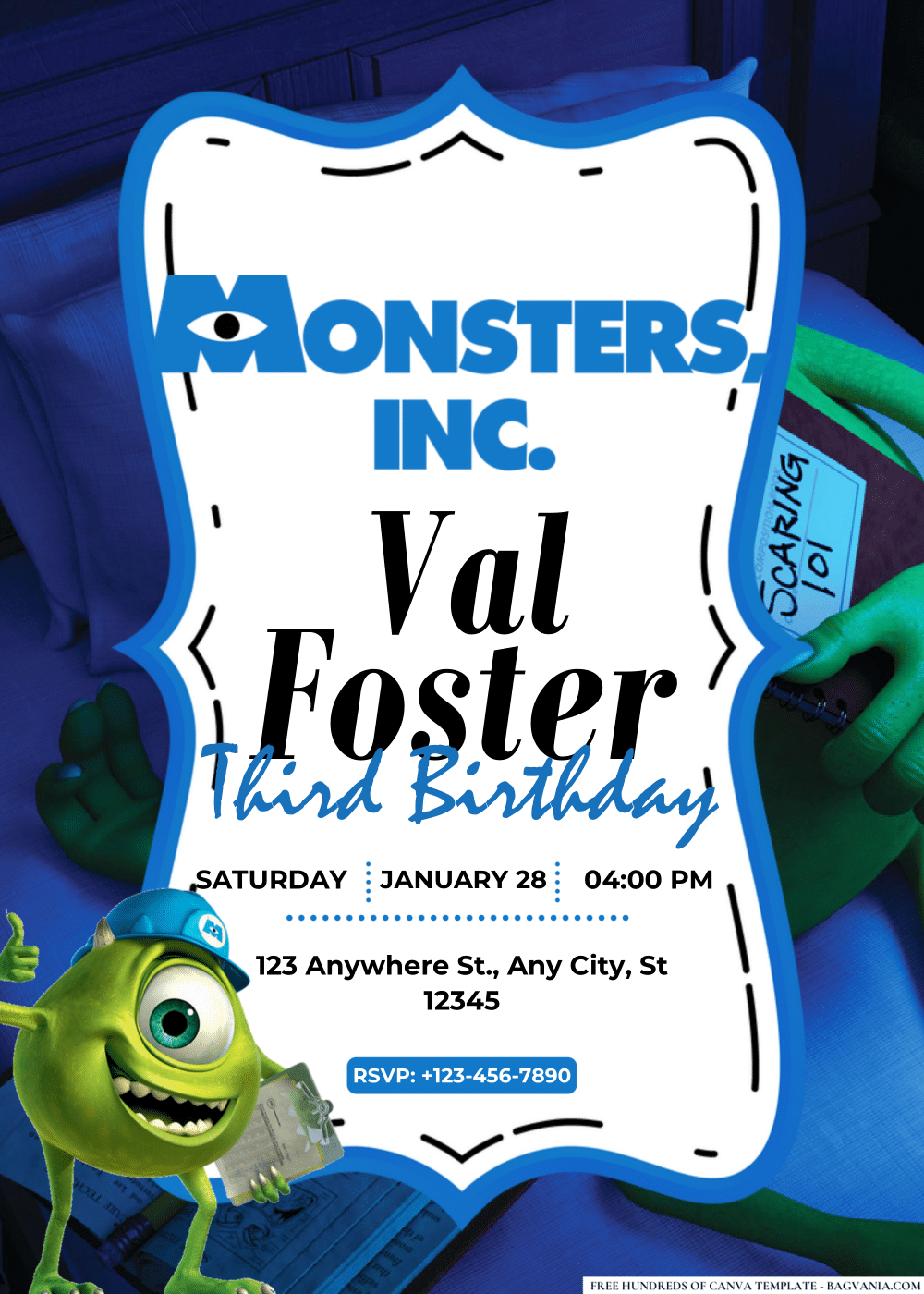 FREE Editable PDF Monster Inc. Birthday Invitations