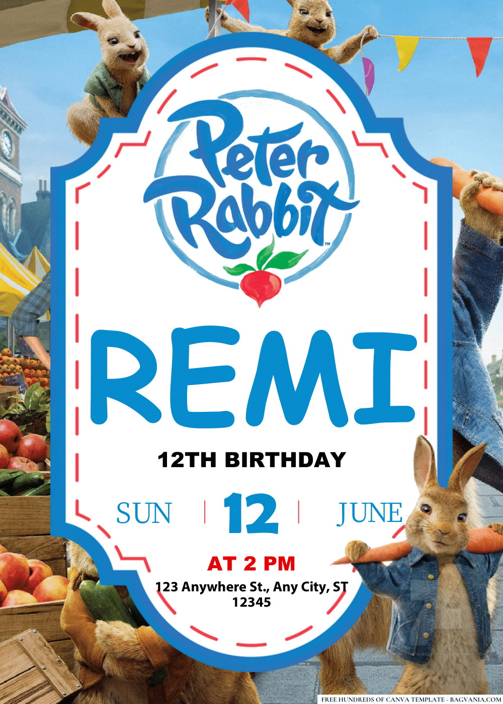FREE Editable PDF Peter Rabbit Birthday Invitations