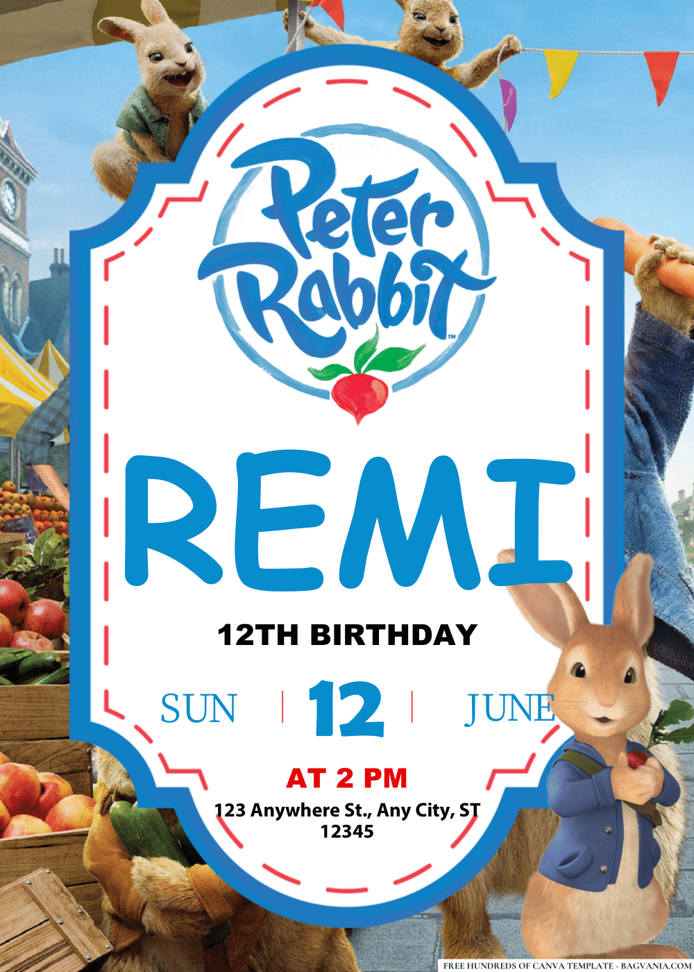 FREE Editable PDF Peter Rabbit Birthday Invitations