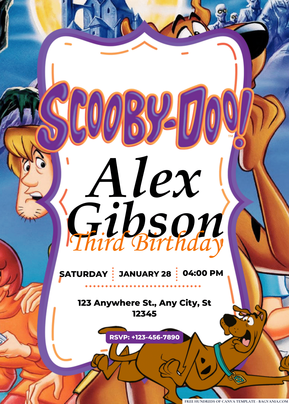 FREE Editable PDF Scooby-Doo Birthday Invitations