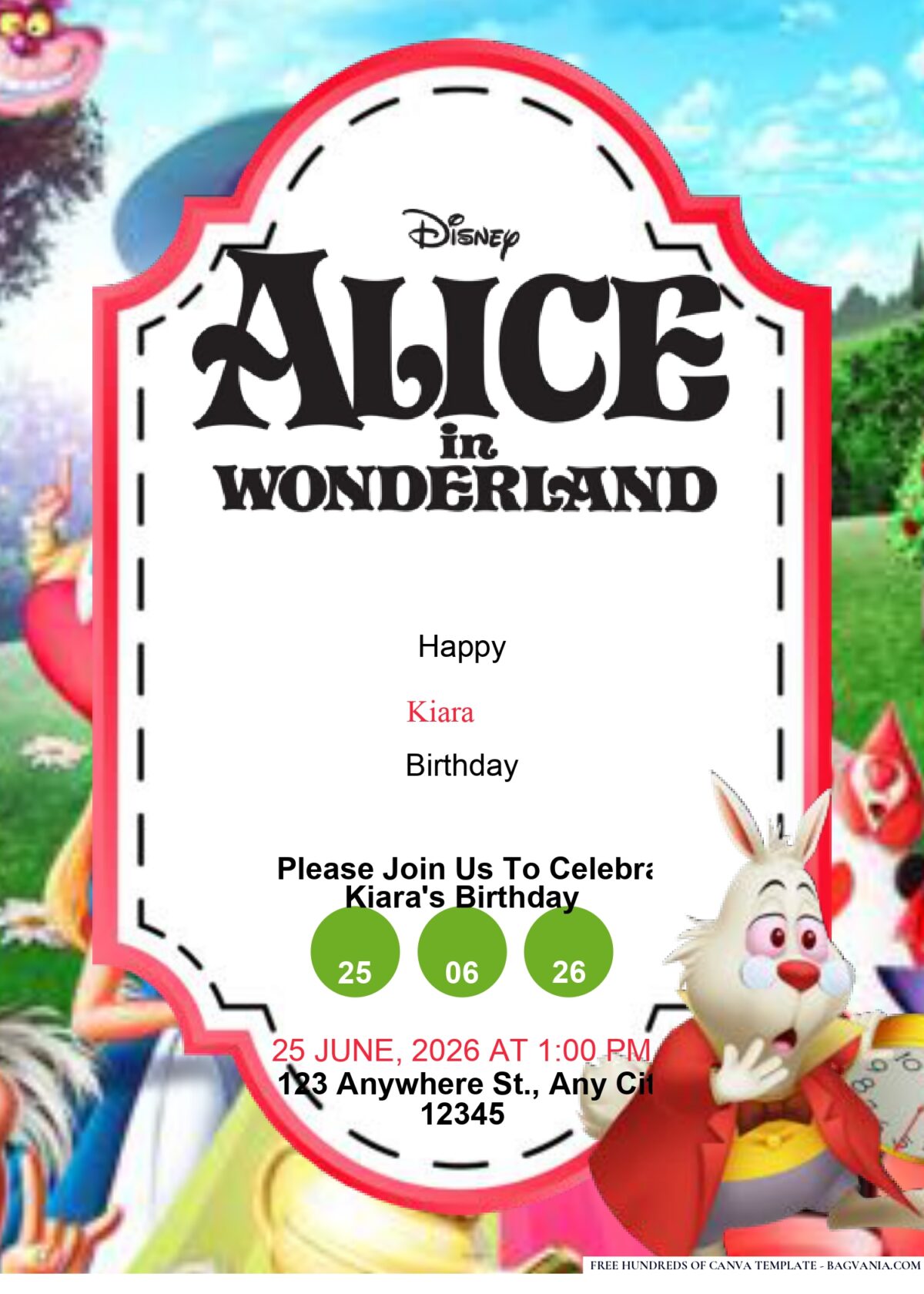 Alice In Wonderland Birthday Invitation 