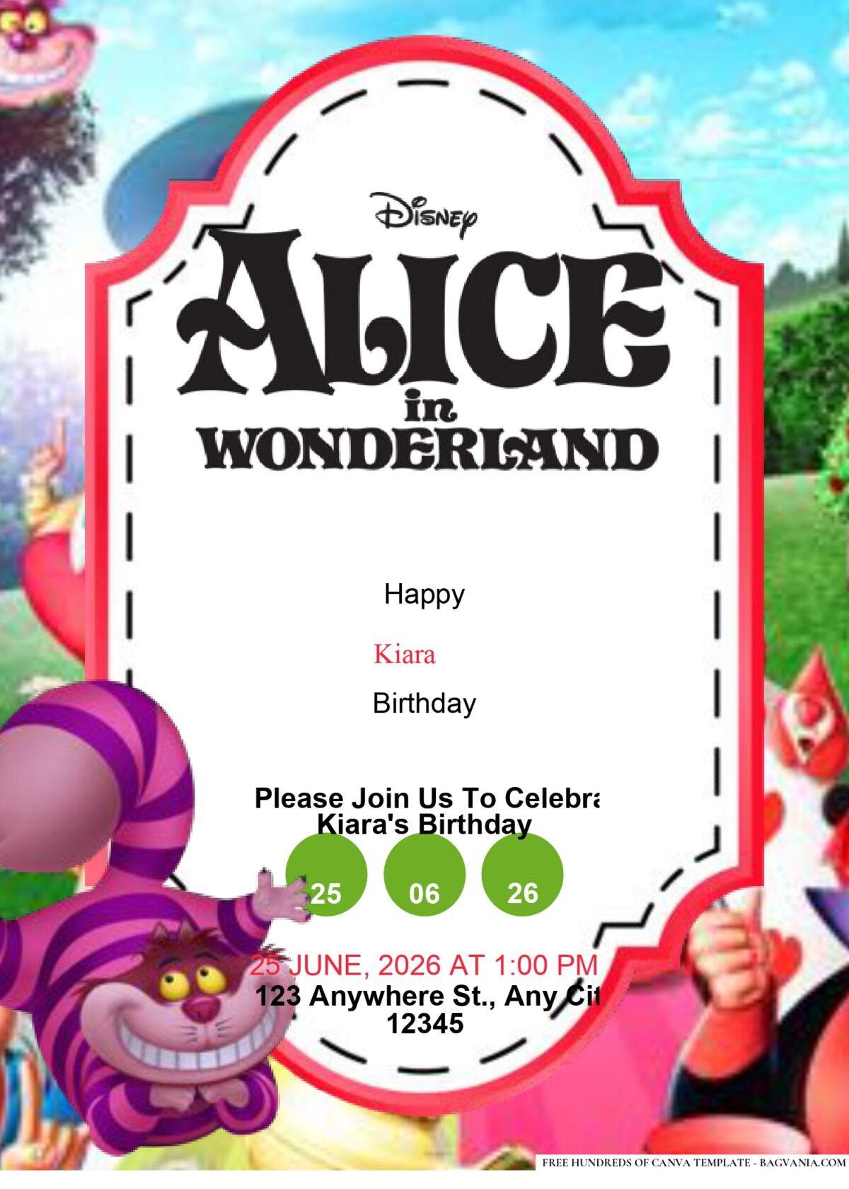 Alice In Wonderland Birthday Invitation 