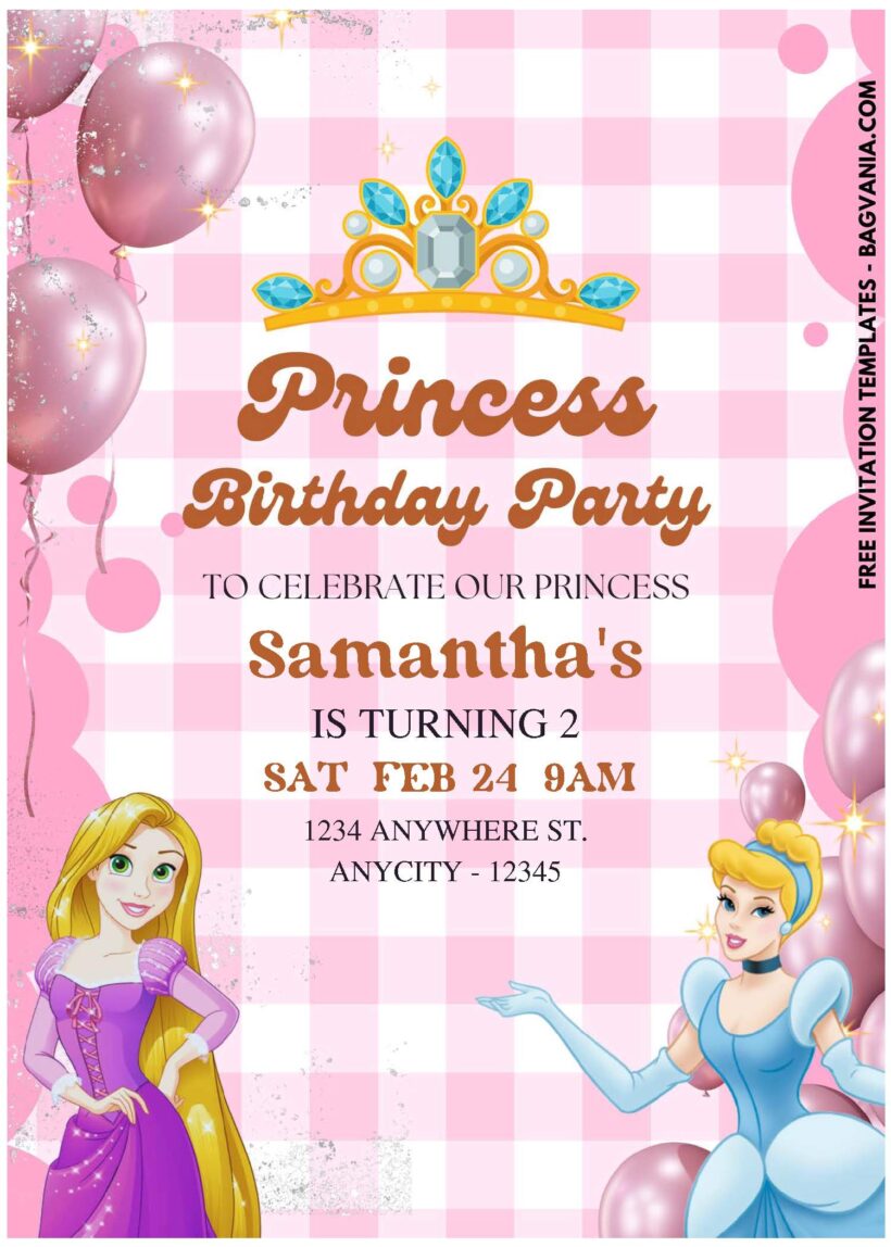 (Easily Edit PDF Invitation) Perfectly Cute Disney Princess Birthday ...