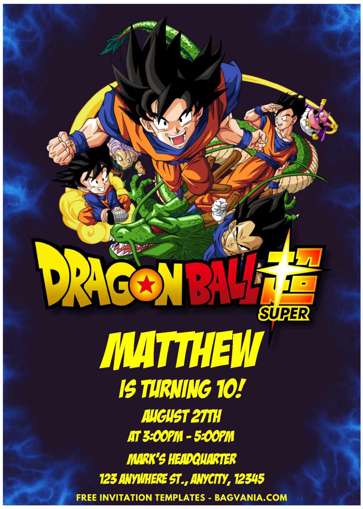 (Easily Edit PDF Invitation) Dragonball Z Birthday Invitation D