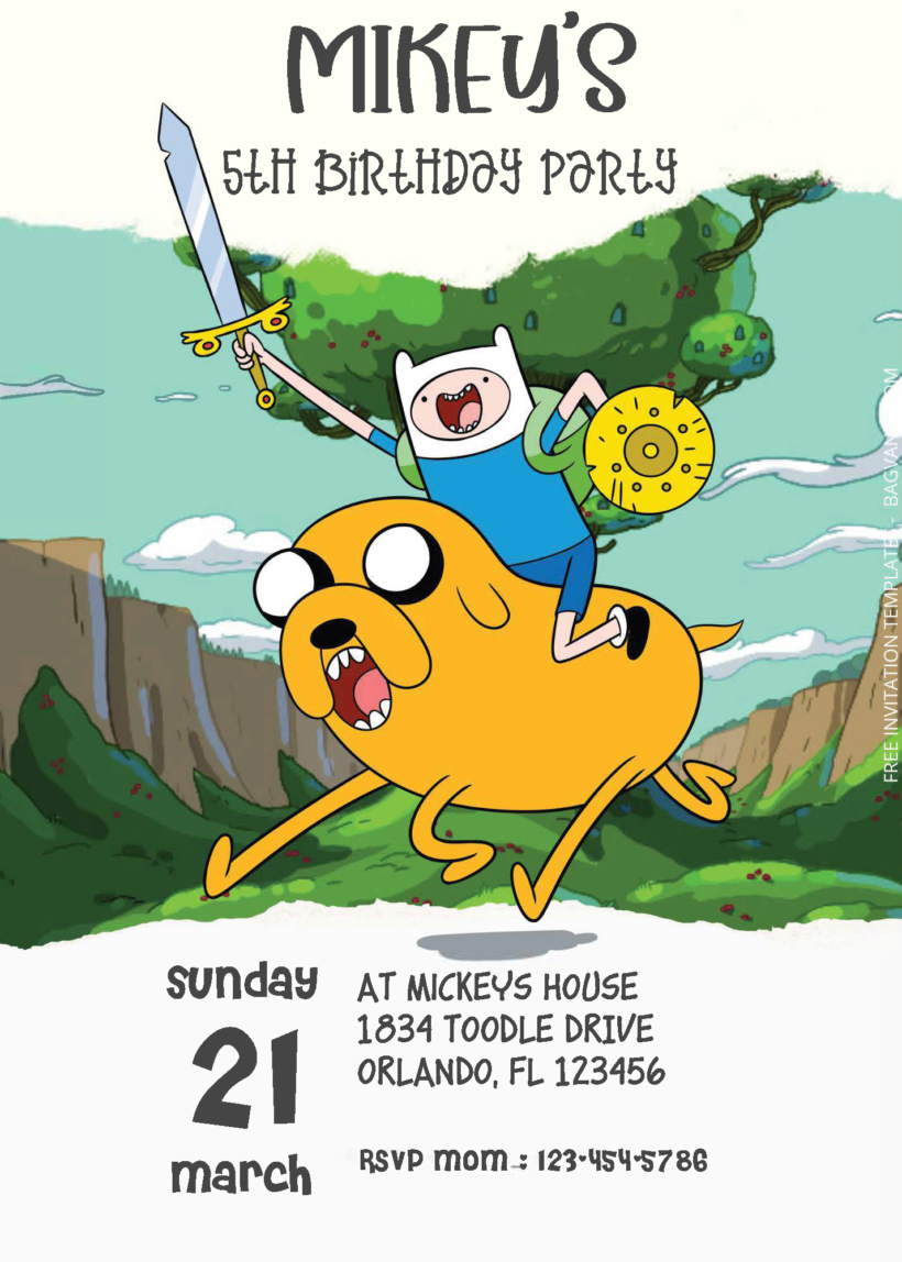 ( Easily Edit PDF Invitation ) Adventure Time Birthday Invitation Templates