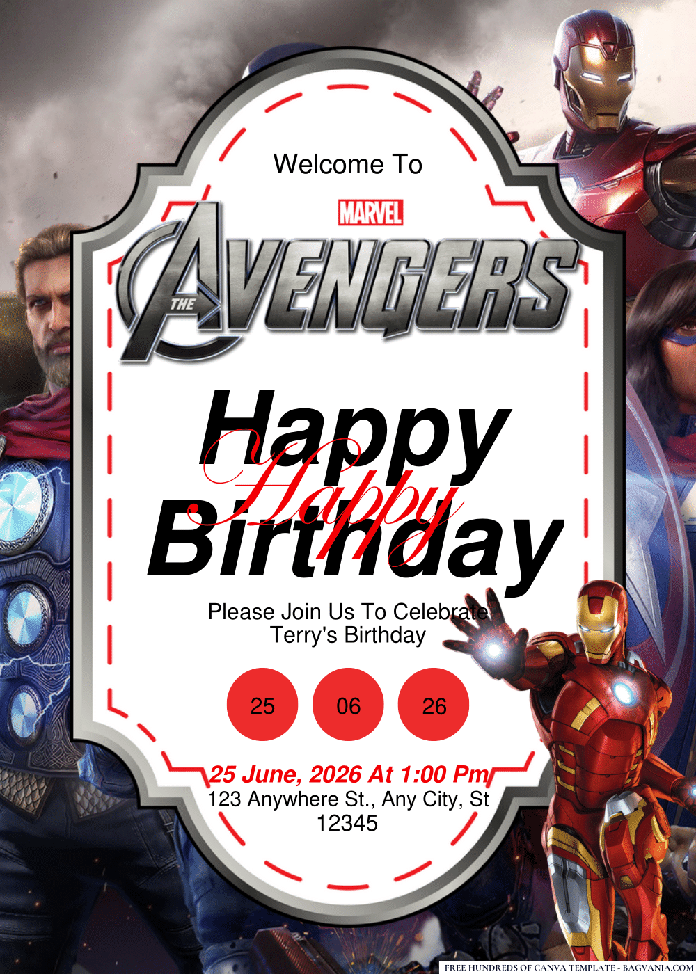 FREE Editable PDF Avengers Birthday Invitations