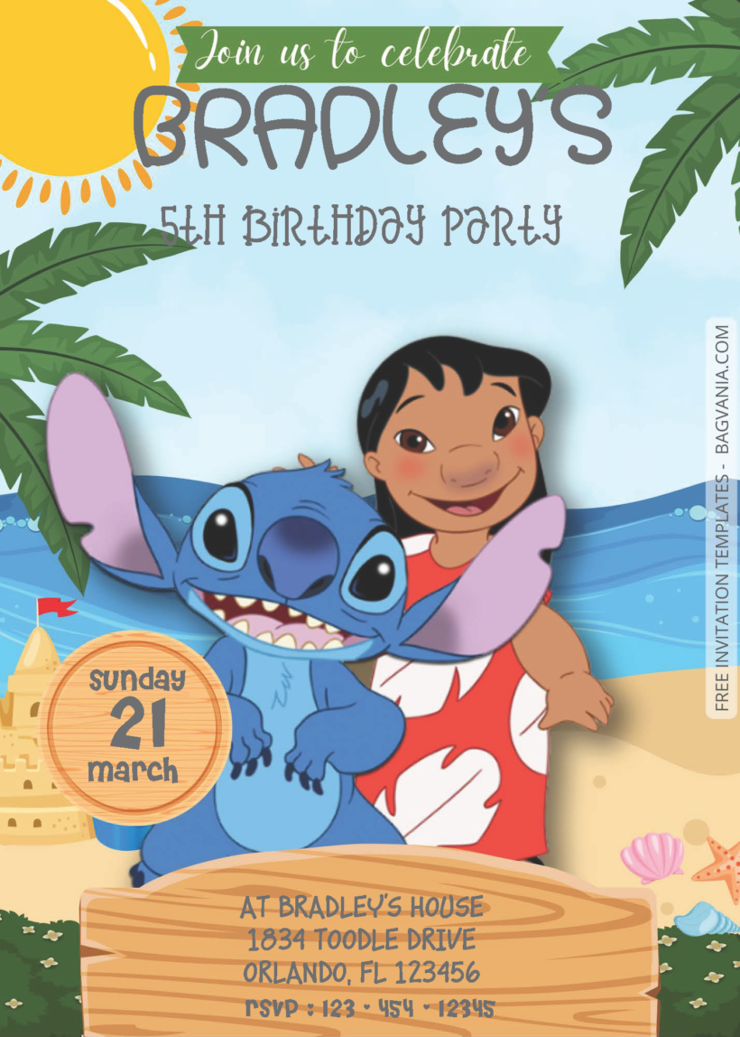 ( Easily Edit PDF Invitation ) Lilo & Stitch Birthday Invitation Templates
