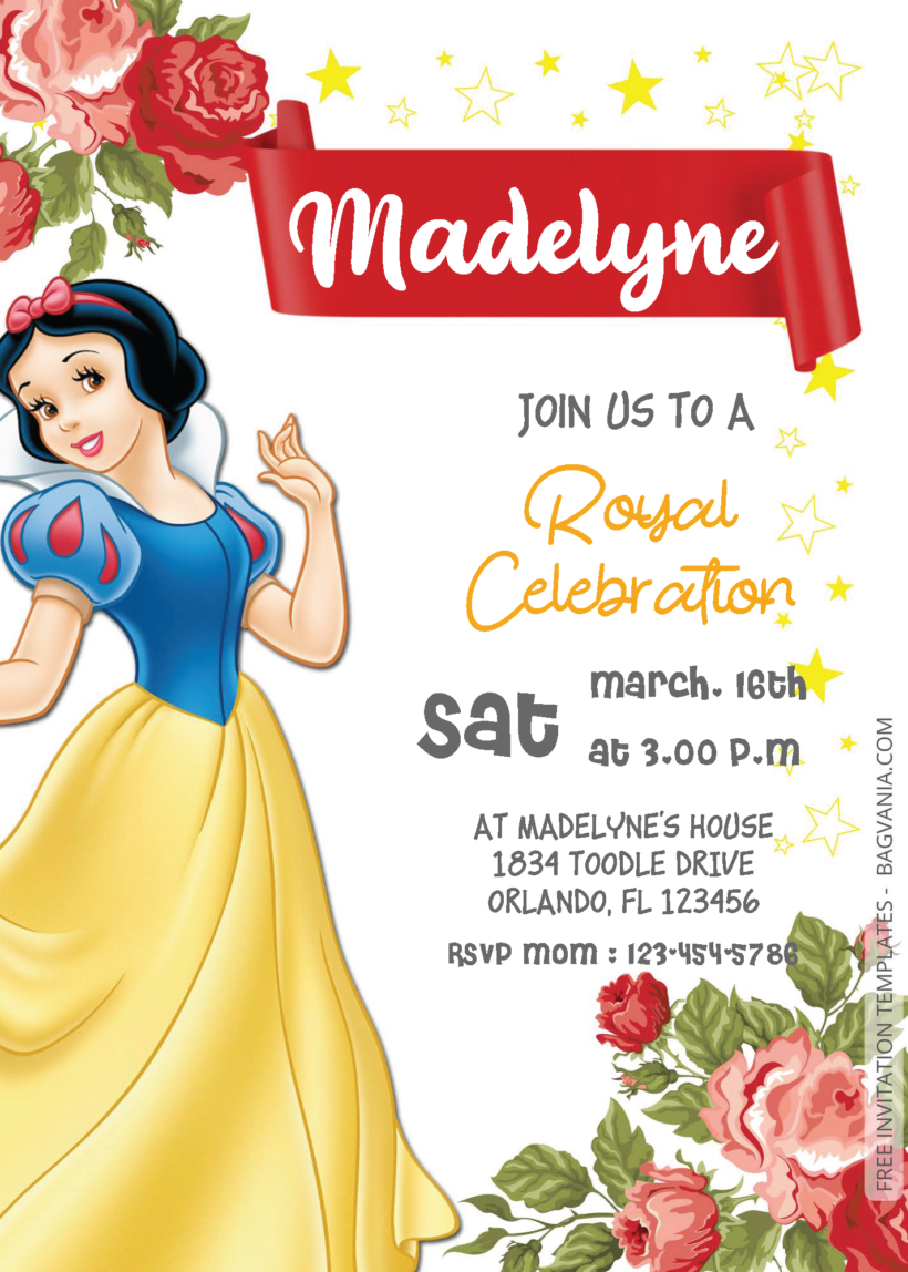 ( Easily Edit PDF Invitation ) Snow White Birthday Invitation Templates