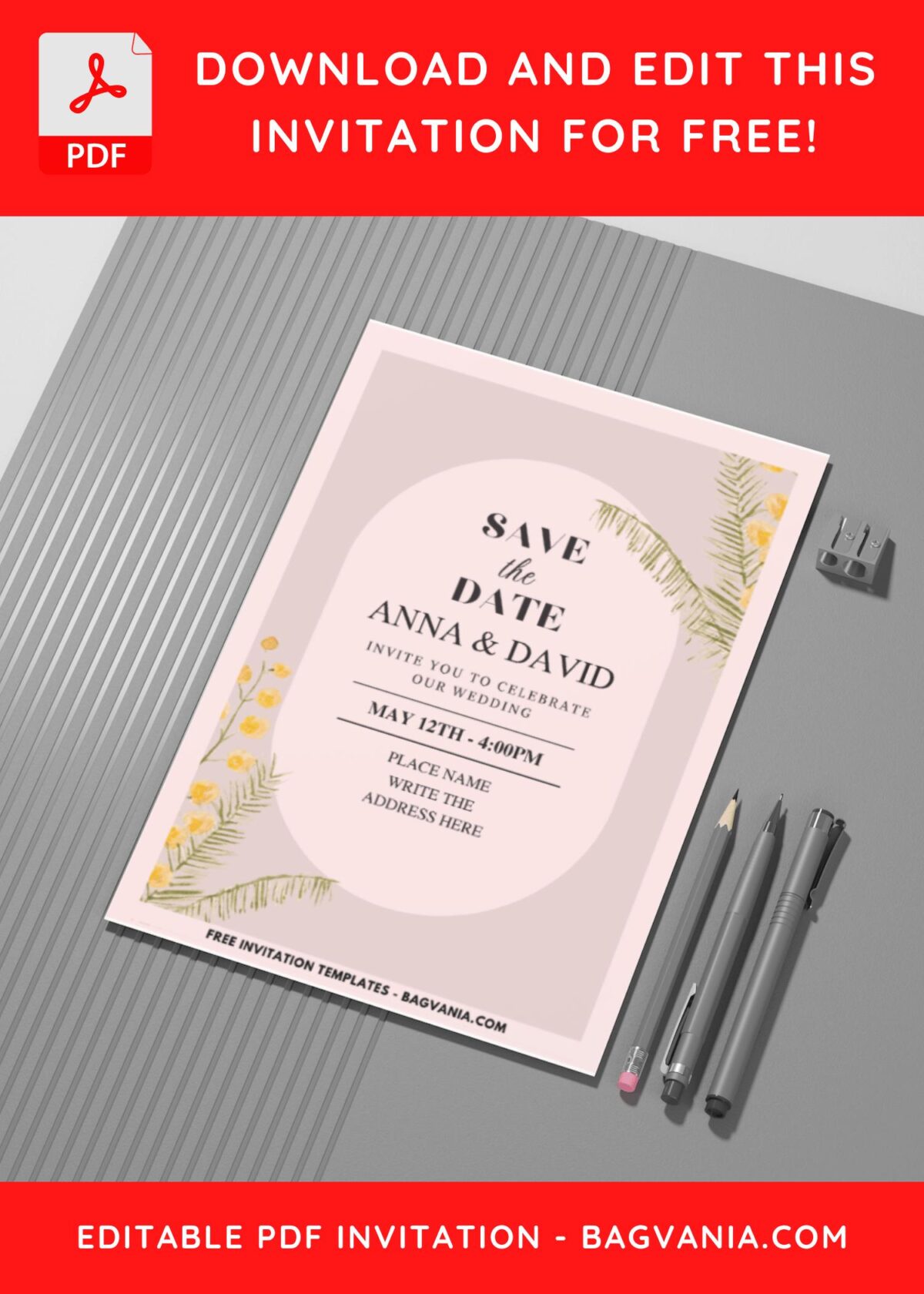 (Easily Edit PDF Invitation) Delicate Floral Wedding Invitation G