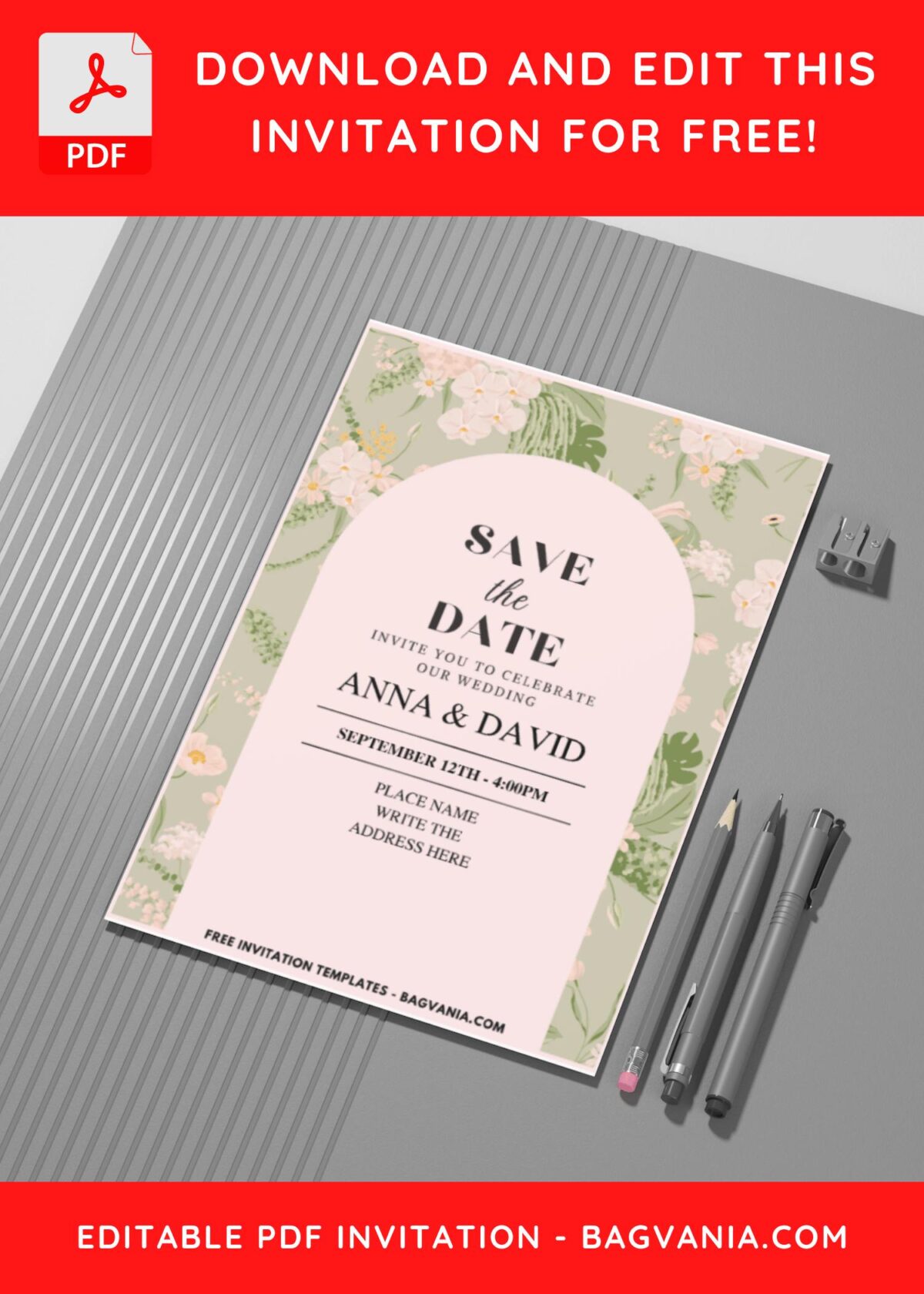 (Easily Edit PDF Invitation) Blossoming Orchid Wedding Invitation G
