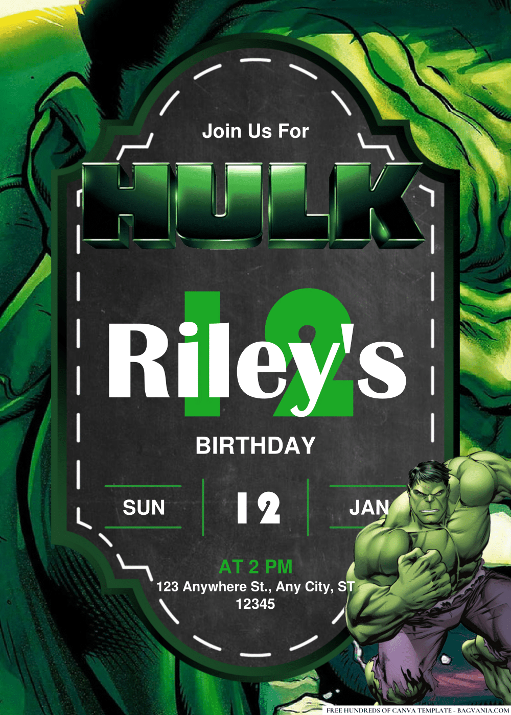FREE Editable PDF Hulk Birthday Invitations