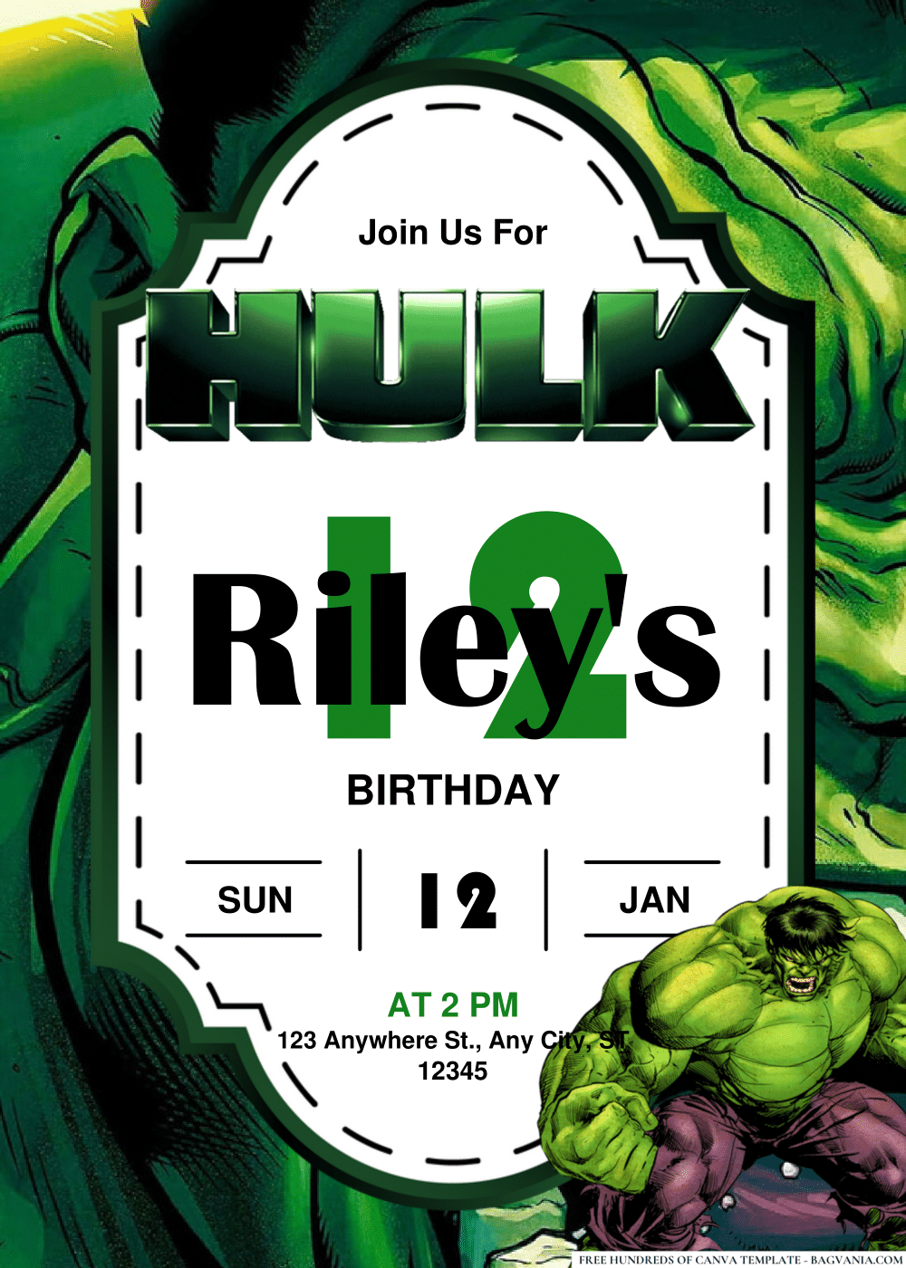 FREE Editable PDF Hulk Birthday Invitations