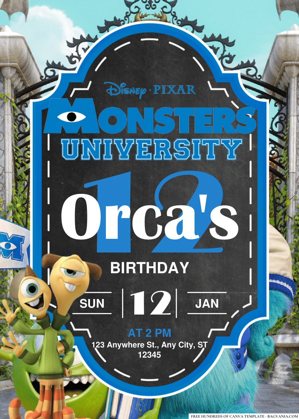 FREE Editable PDF Monster University Birthday Invitations