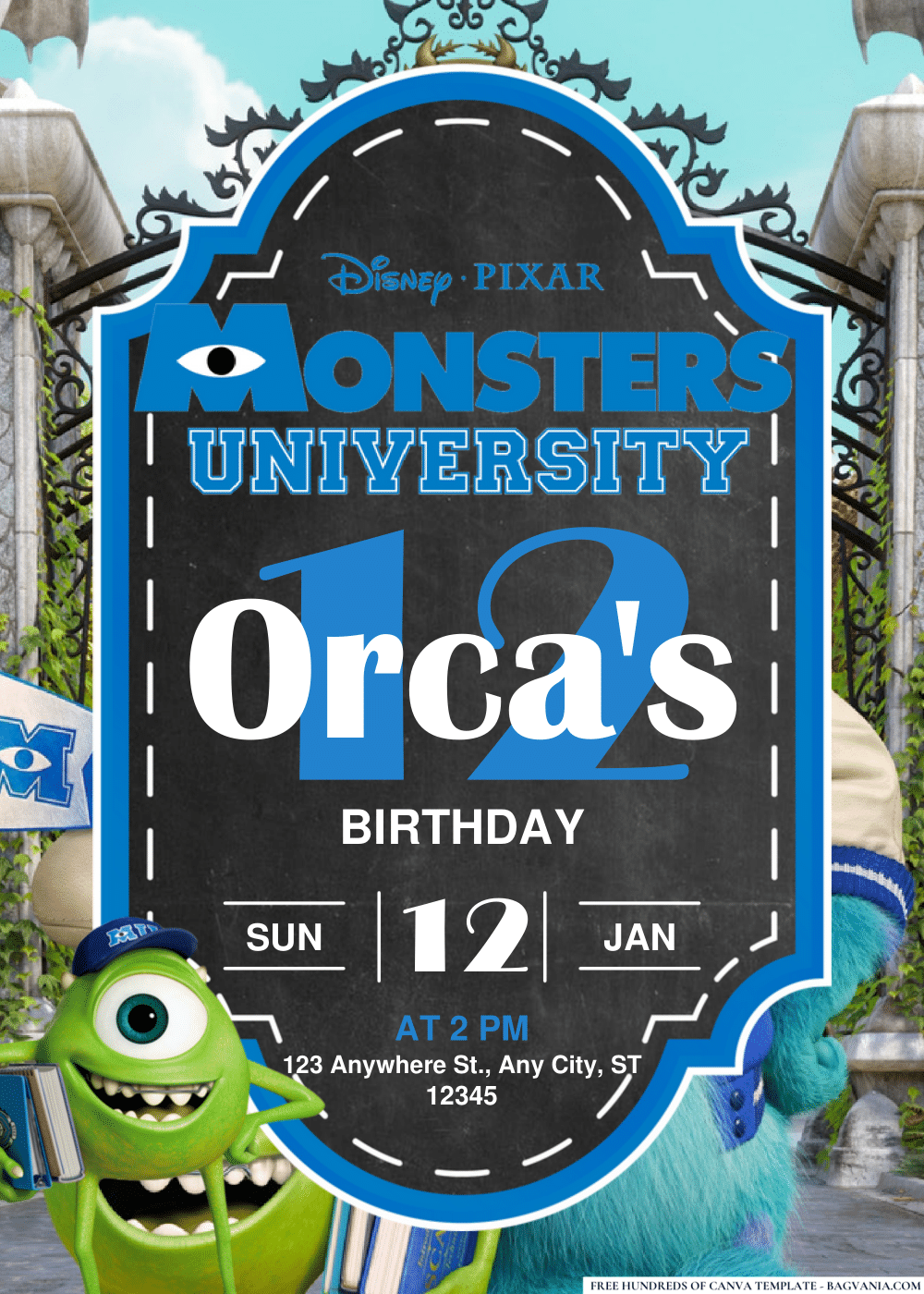 FREE Editable PDF Monster University Birthday Invitations