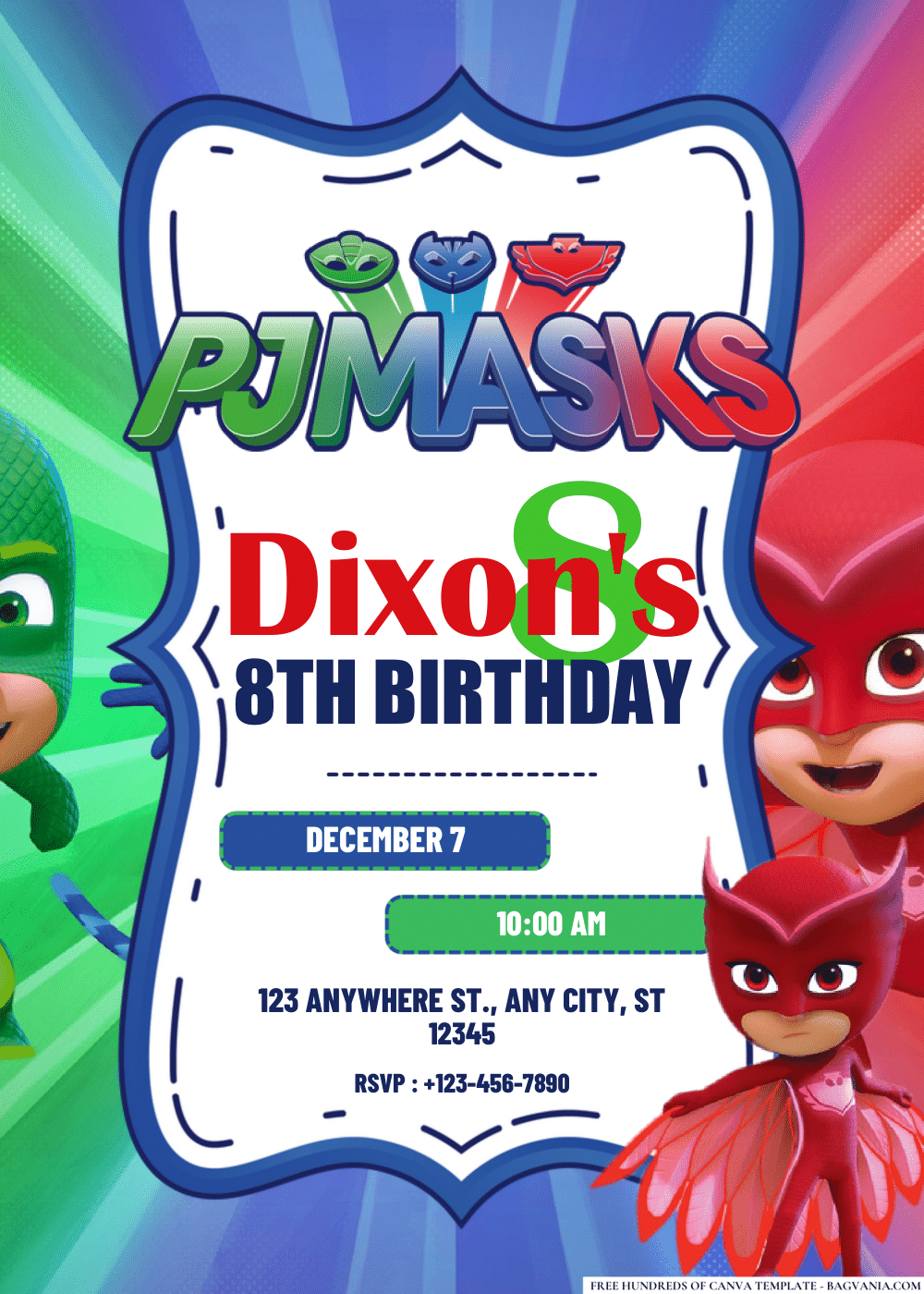 FREE Editable PDF PJ Masks Birthday Invitations