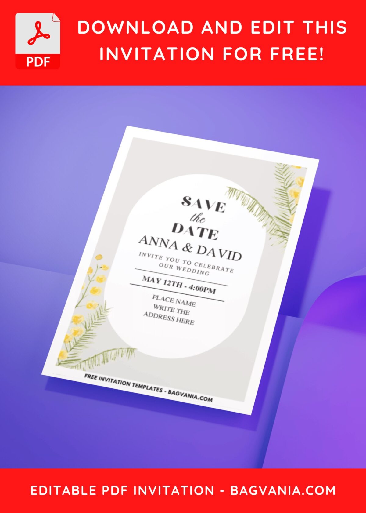 (Easily Edit PDF Invitation) Delicate Floral Wedding Invitation H