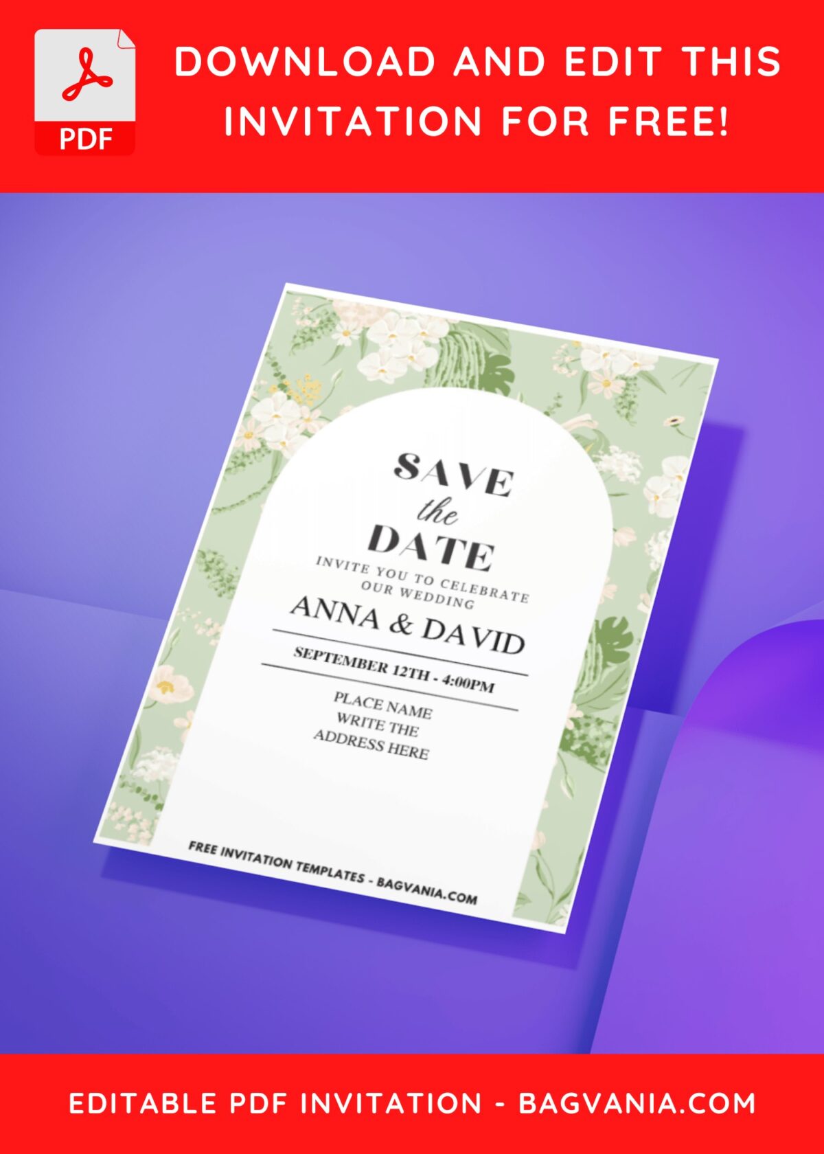 (Easily Edit PDF Invitation) Blossoming Orchid Wedding Invitation H