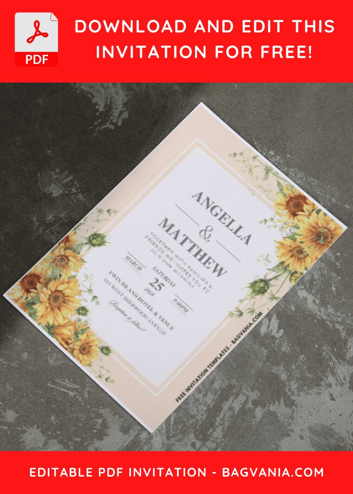 (Easily Edit PDF Invitation) Blooming Sunflower Garden Wedding Invitation I