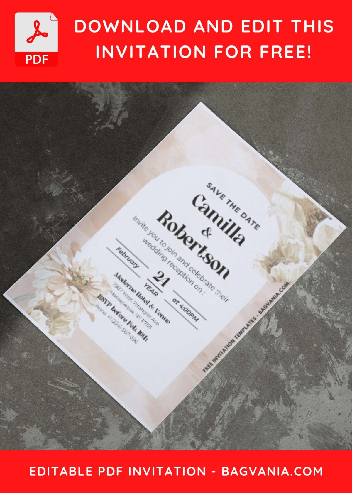 (Easily Edit PDF Invitation) Garden Romance Nuptial Wedding Invitation I