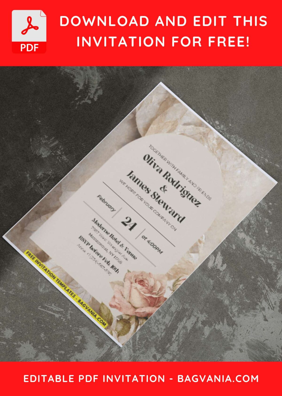 (Easily Edit PDF Invitation) Romantic Dusty Rose Wedding Invitation I