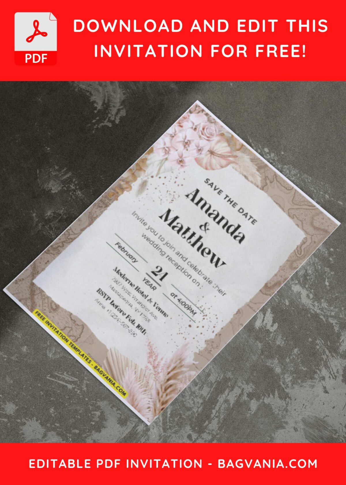 (Easily Edit PDF Invitation) Eclectic Bohemian Style Wedding Invitation I