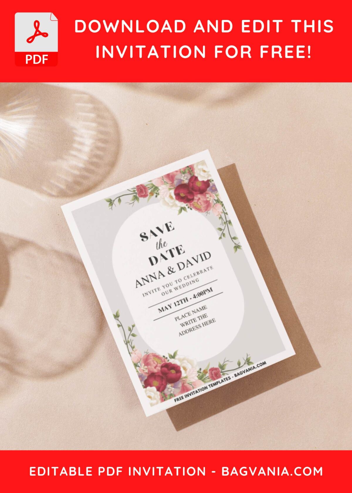 (Easily Edit PDF Invitation) Delicate Floral Wedding Invitation J