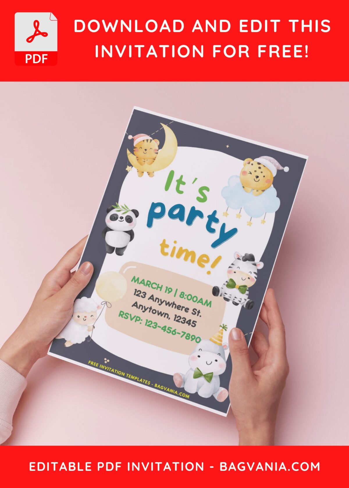 (Easily Edit PDF Invitation) Party Time Jungle Birthday Invitation B