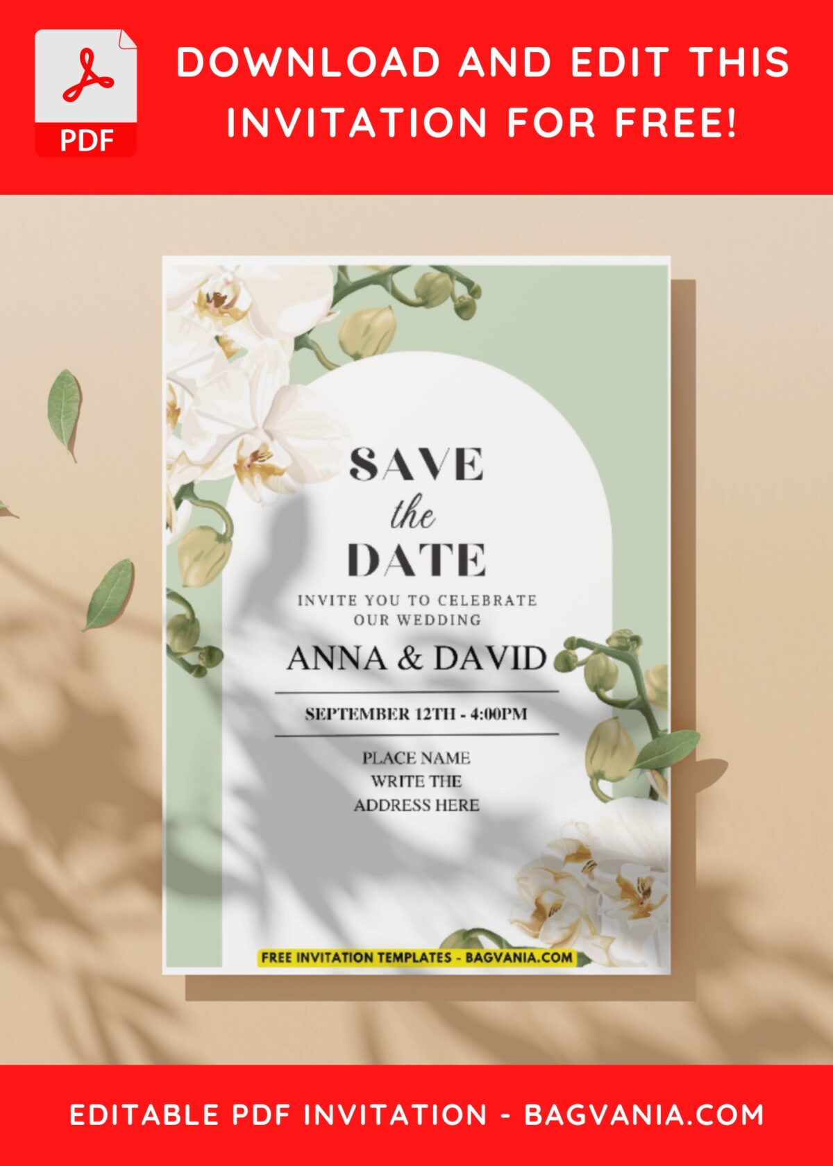 (Easily Edit PDF Invitation) Blossoming Orchid Wedding Invitation C