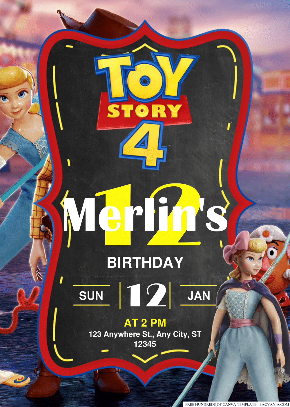 FREE Editable PDF Toy Story 4 Birthday Invitations