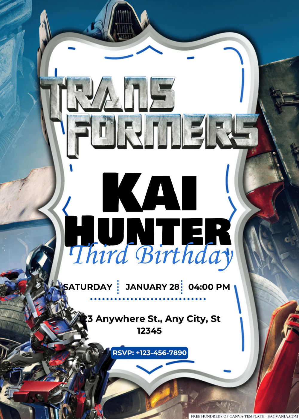 FREE Editable PDF Transformers Birthday Invitations