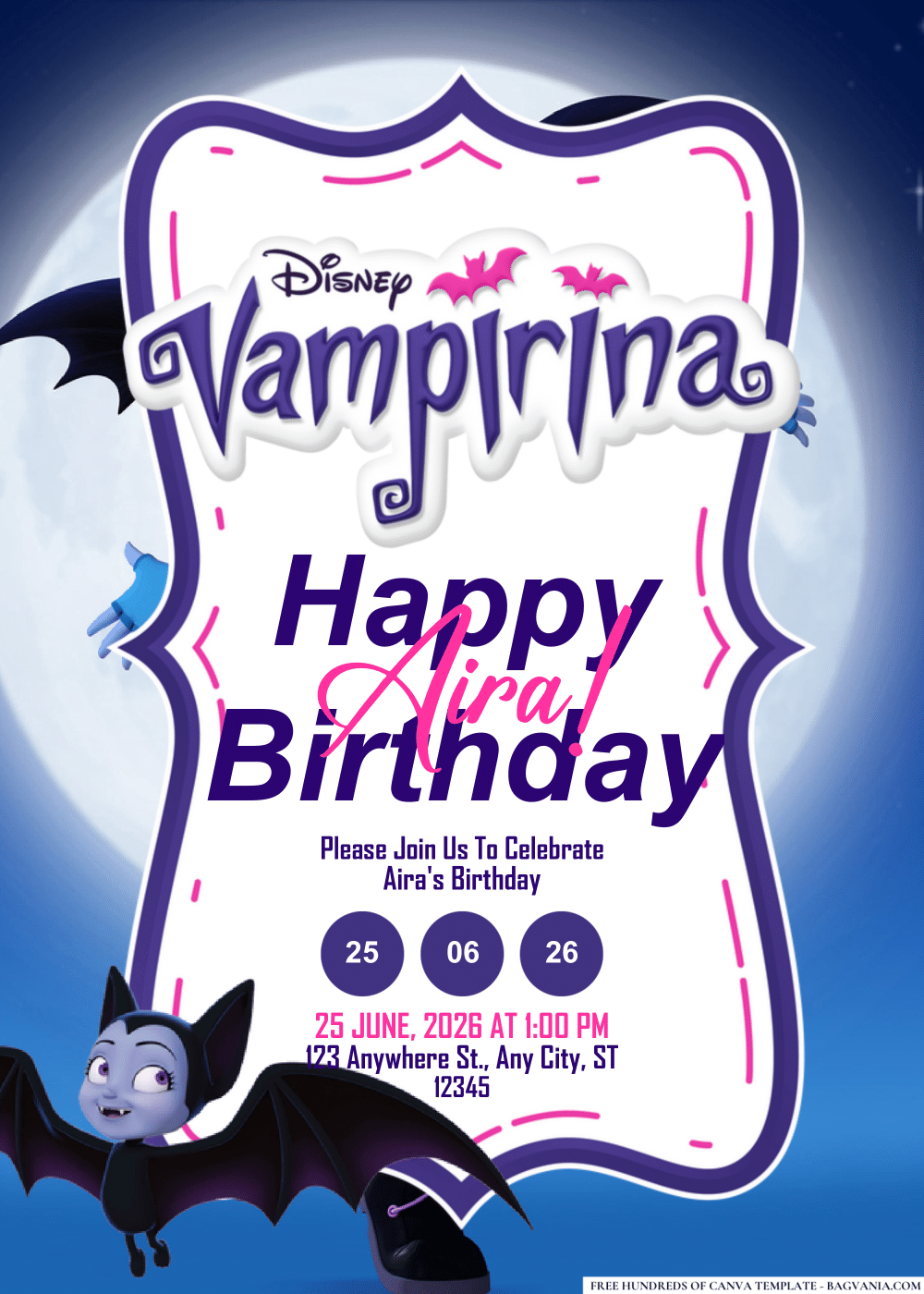 FREE Editable PDF Vampirina Birthday Invitations