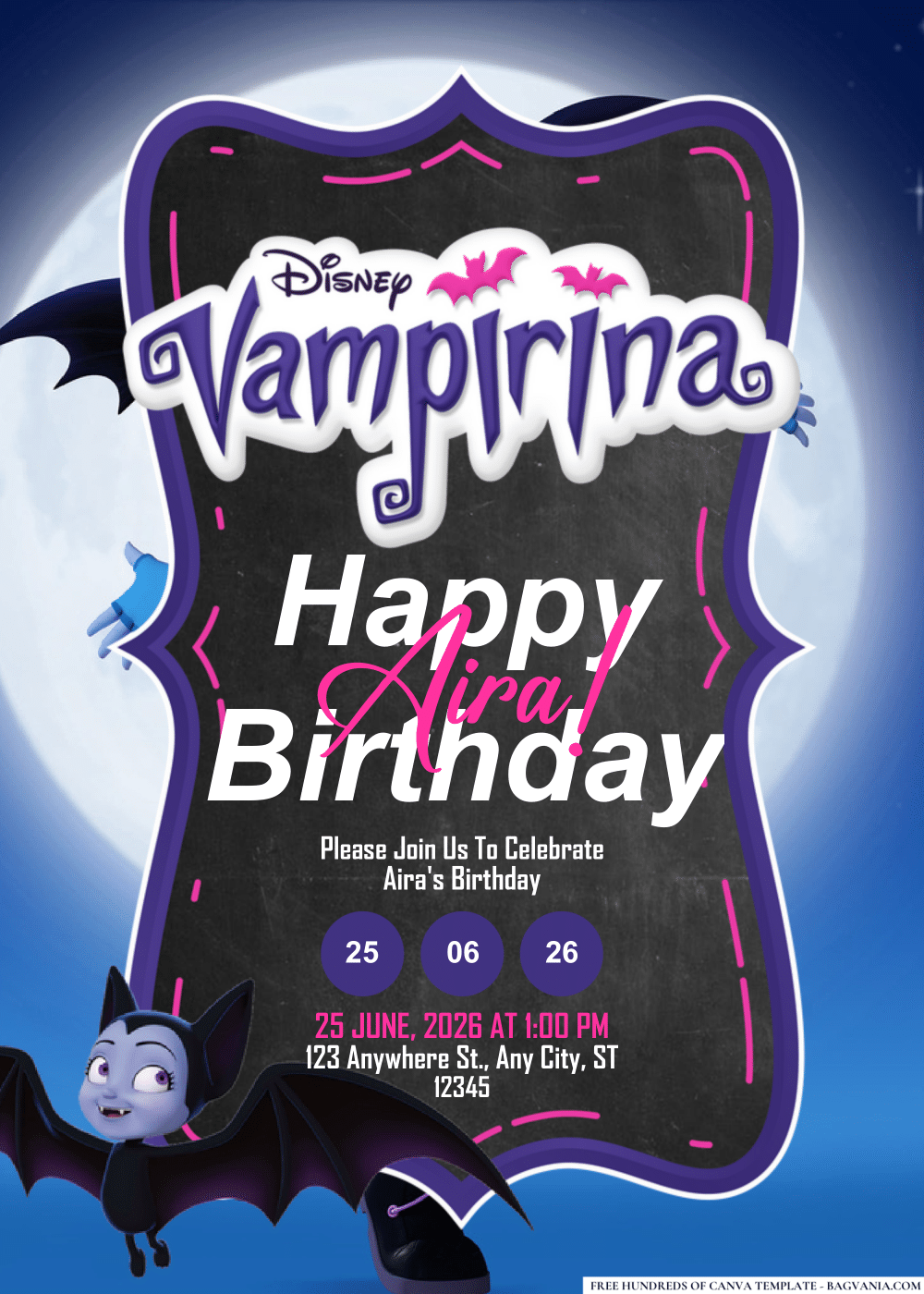 FREE Editable PDF Vampirina Birthday Invitations