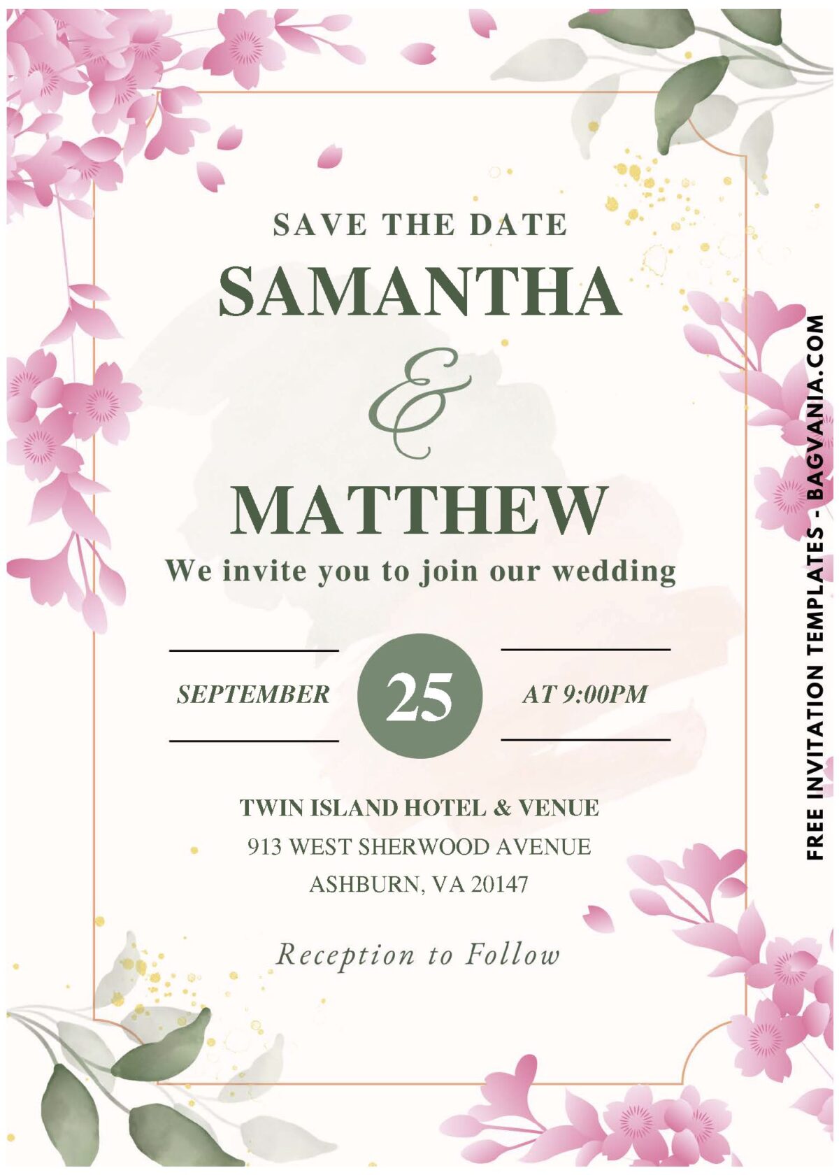 (Easily Edit PDF Invitation) Enchanting Cherry Blossom Wedding Invitation A