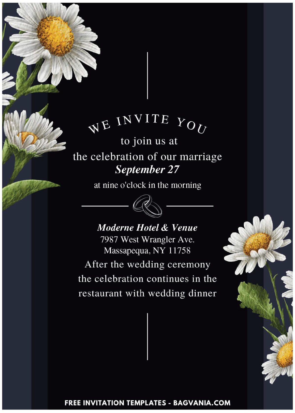 (Easily Edit PDF Invitation) Aesthetic Daisy Wedding Invitation D