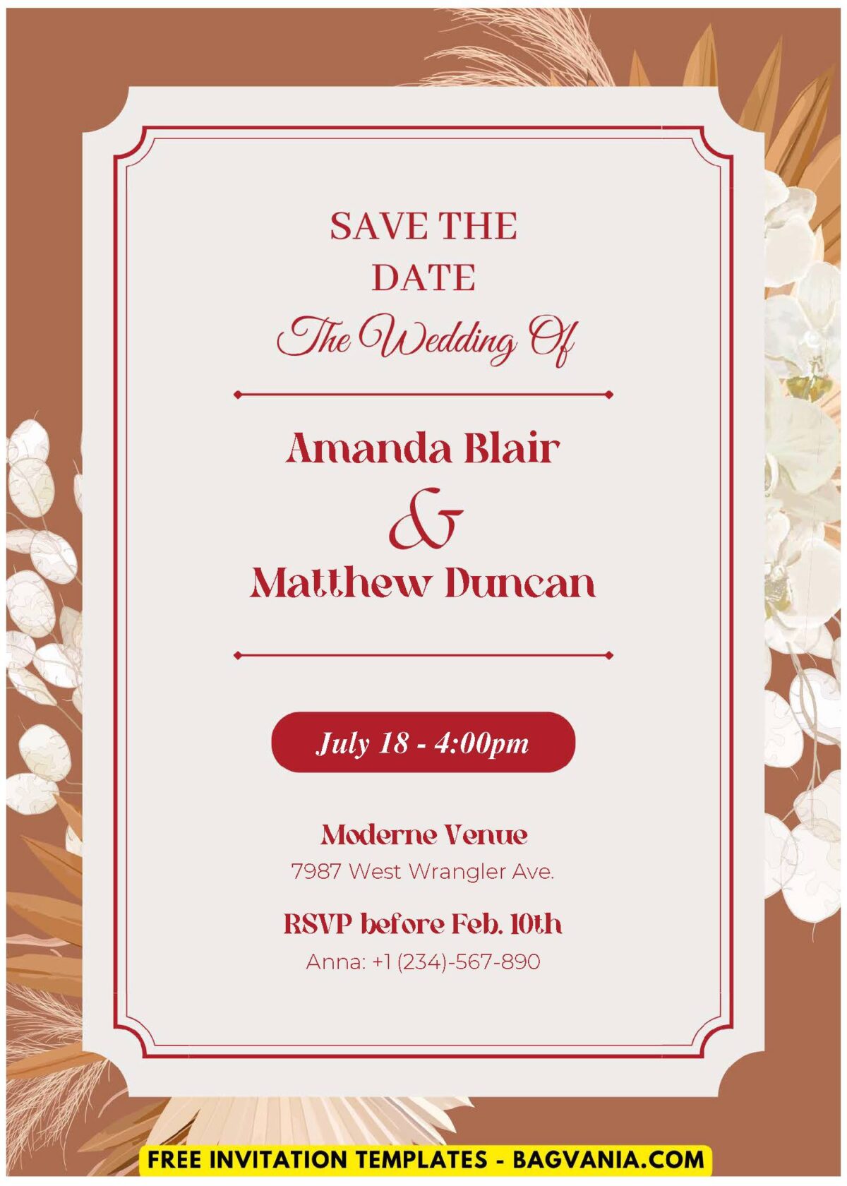 (Easily Edit PDF Invitation) Rustic Bohemian Floral Wedding Invitation H