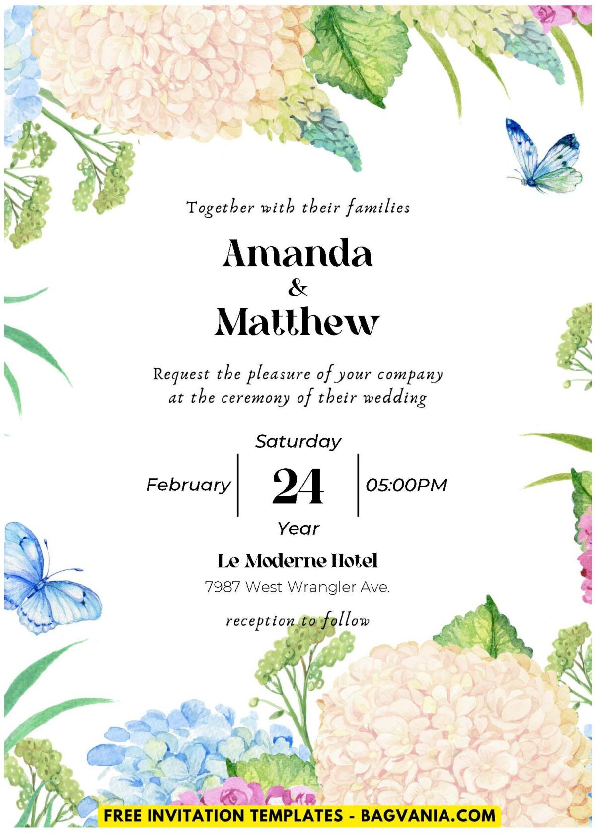 (Easily Edit PDF Invitation) Watercolor Wildflowers Wedding Invitation D
