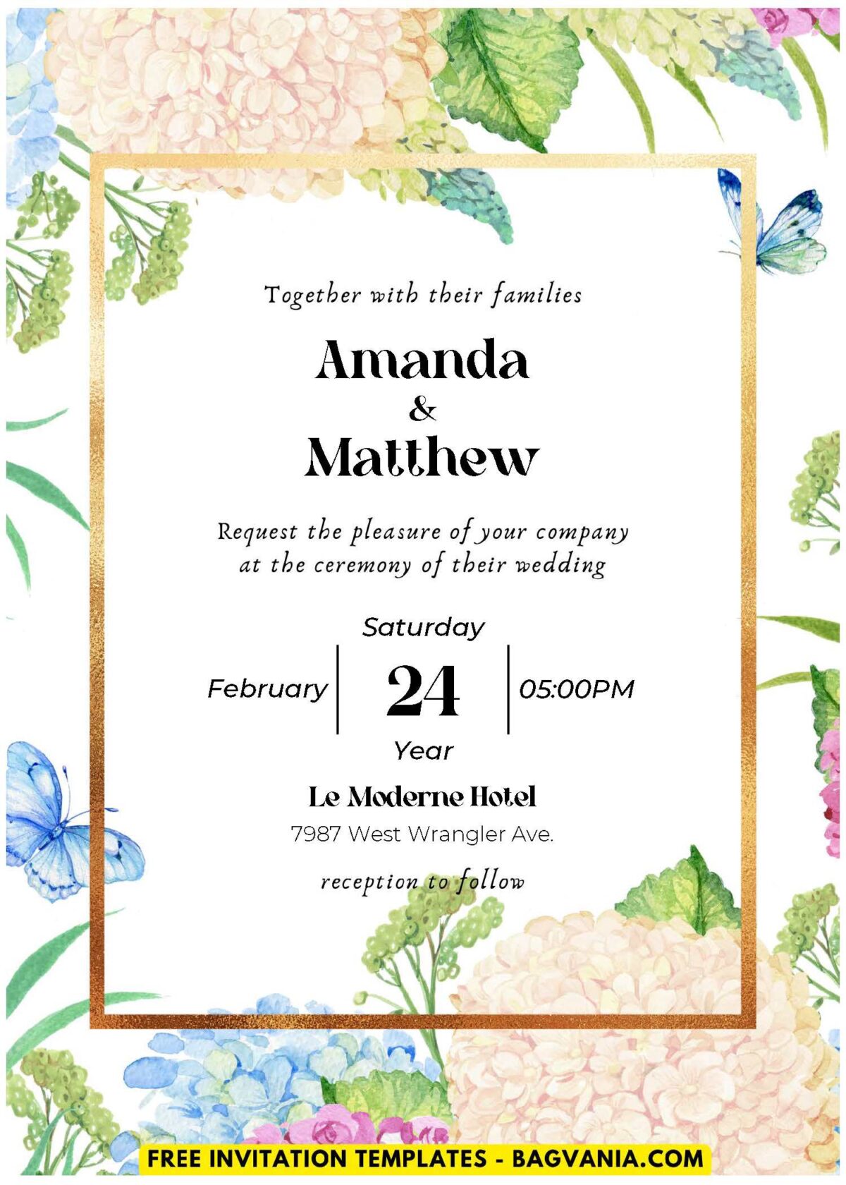 (Easily Edit PDF Invitation) Watercolor Wildflowers Wedding Invitation E
