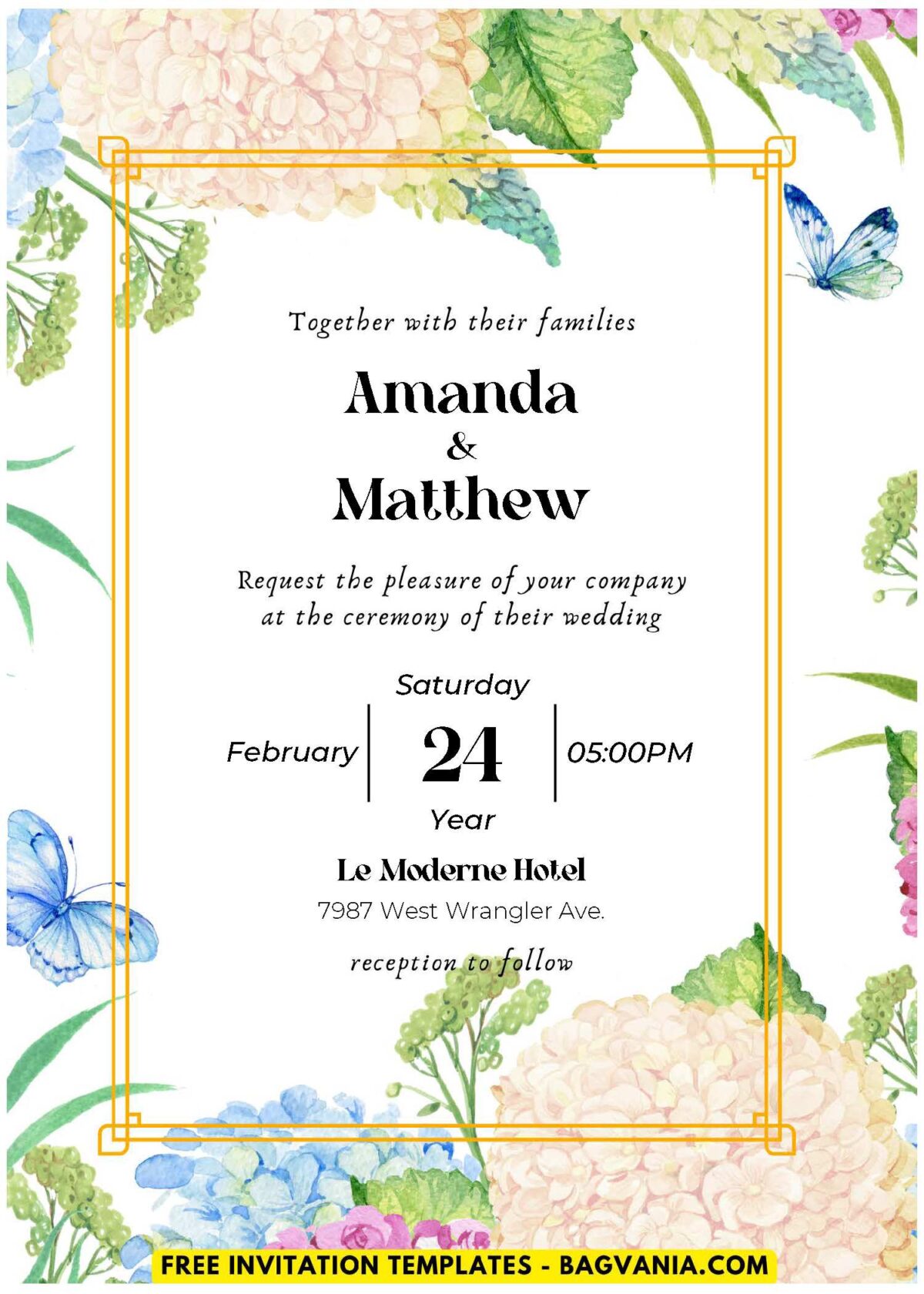 (Easily Edit PDF Invitation) Watercolor Wildflowers Wedding Invitation F
