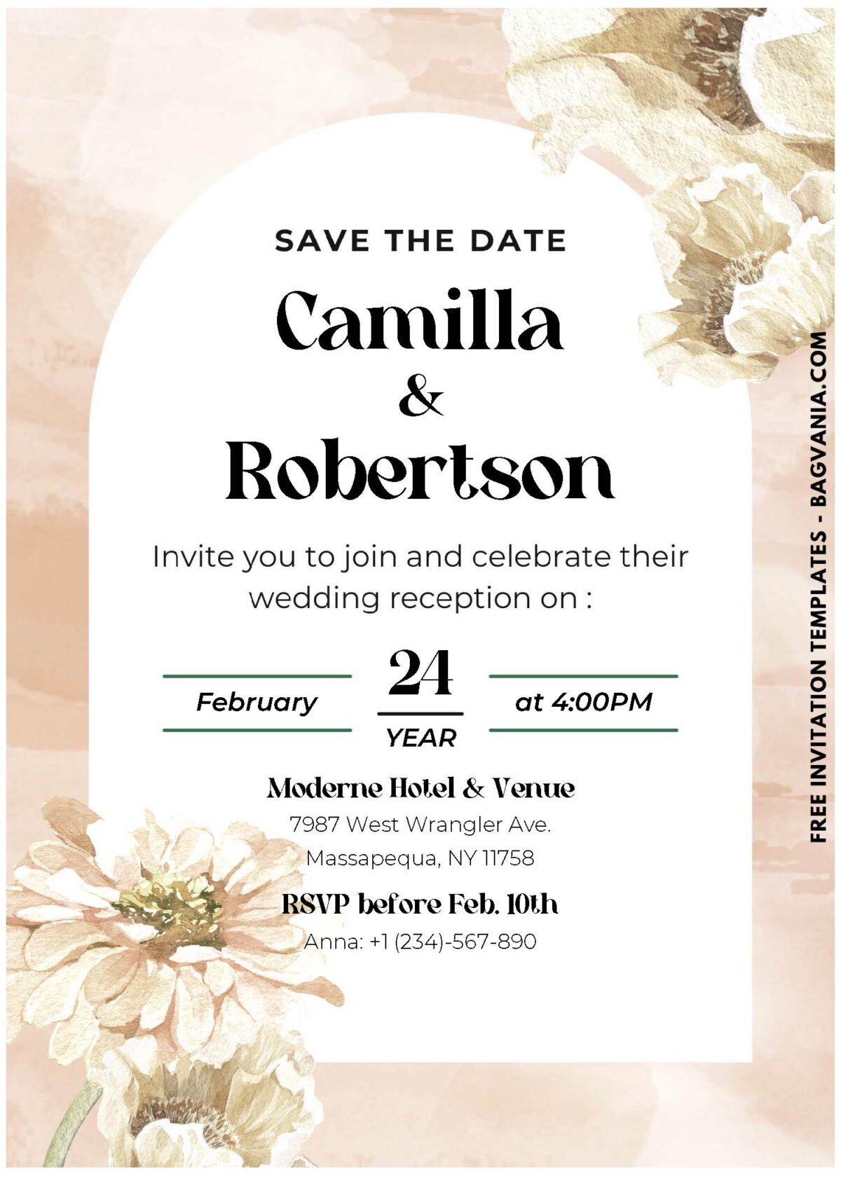 (Easily Edit PDF Invitation) Garden Romance Nuptial Wedding Invitation D