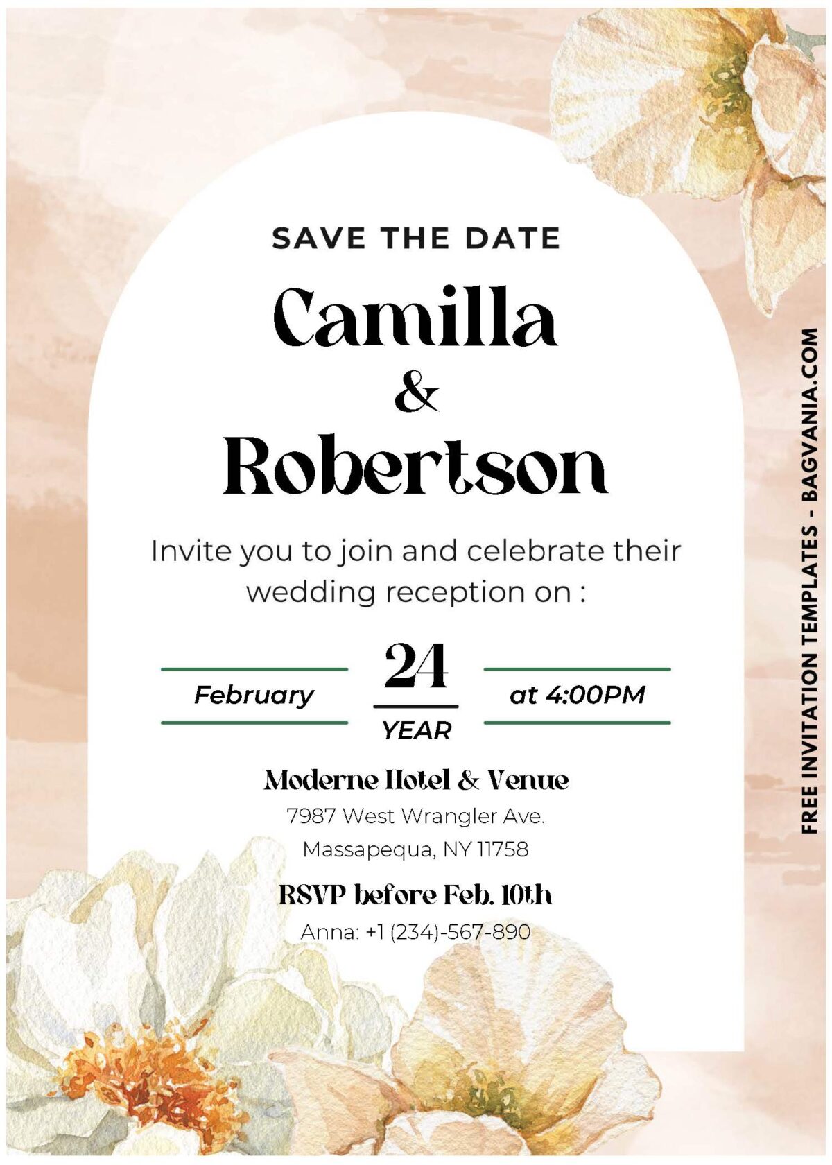 (Easily Edit PDF Invitation) Garden Romance Nuptial Wedding Invitation E