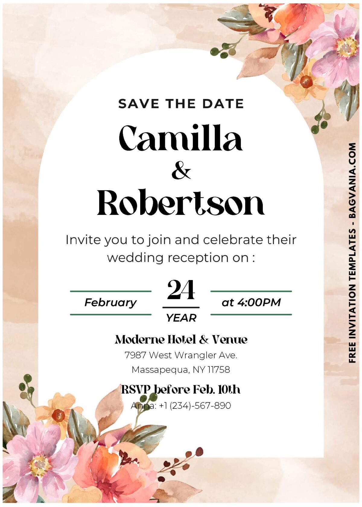 (Easily Edit PDF Invitation) Garden Romance Nuptial Wedding Invitation F